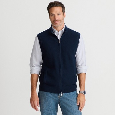 Lands' End Men's Washable Merino Full Zip Sweater Vest