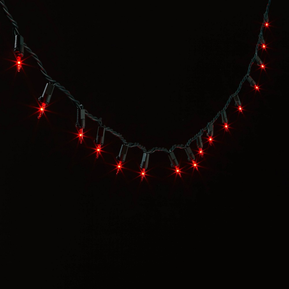 100ct Incandescent Smooth Mini Christmas String Lights Red with Green Wire - Wondershop