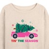 Women's - Barbie - Holiday & Christmas Lightweight French Terry Wide Neck Long Sleeve Shirt - 2 of 4