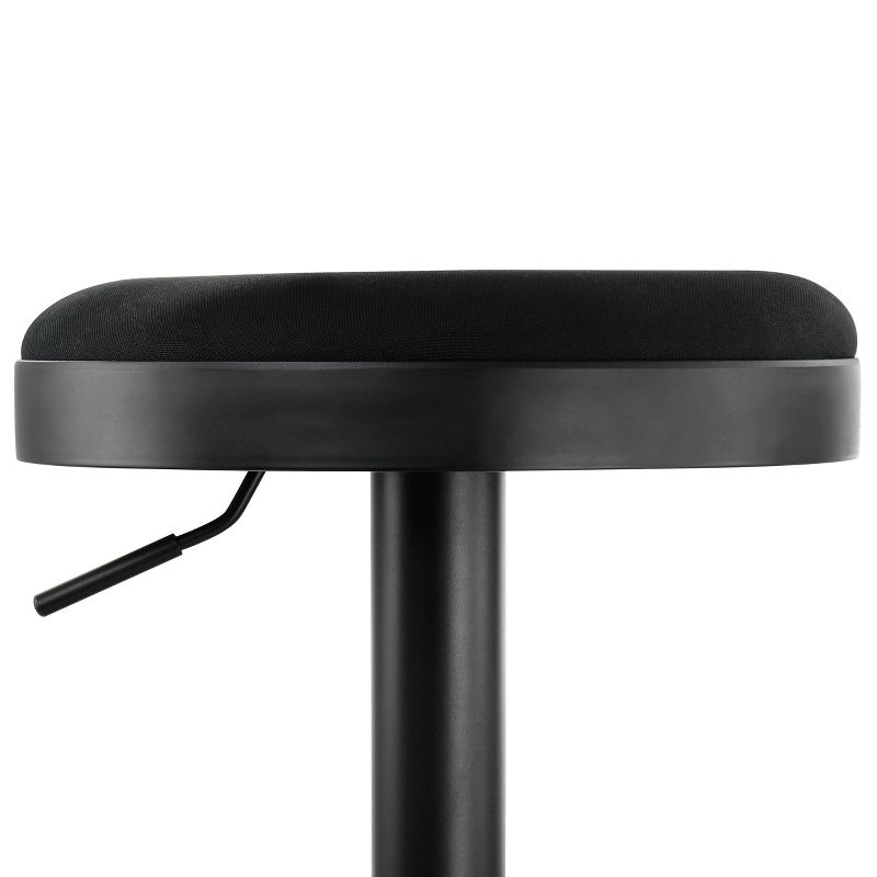 Elama 2 Piece Backless Adjustable Fabric Bar Stool in Black with Black Base, 5 of 10