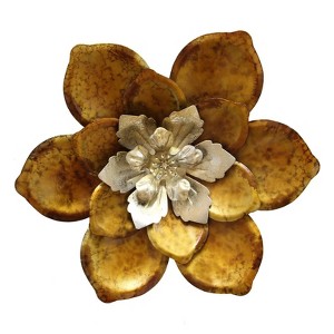 12.40" x 12.40" Whimsical Flower Wall Decor Metallic - Stratton Home Décor: Rustic Botanical Art, Vertical Orientation - 1 of 4