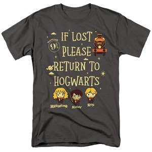 Harry Potter Return To Hogwarts Adult T-Shirt Charcoal - 1 of 4