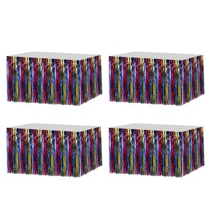 Unique Bargains Wedding Birthday Metallic Foil Fringe Table Skirts for Rectangle Table - 1 of 4
