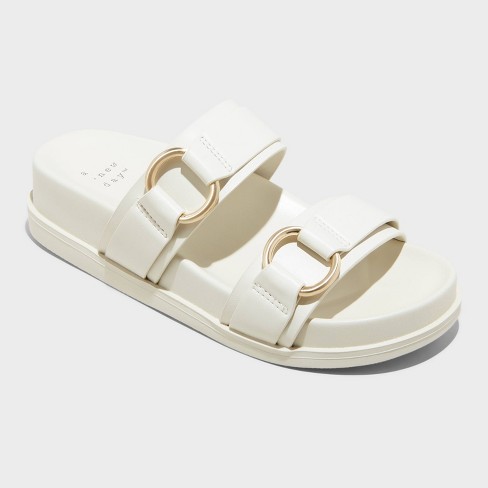 MAYA Chunky Buckle Sliders - Beige