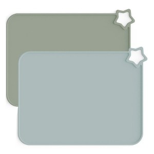 Aoibox Silicone Placemats for Baby & Toddler, Non-Slip Food Mats for Eating, Mess-Proof with Raised Edges, Includes 2 Packs - 1 of 4