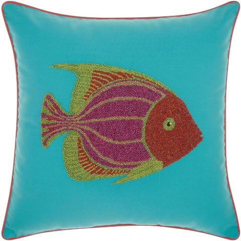 Mina Victory Beaded Fish Turquoise coral Outdoor Throw Pillow 18 X 18 Target