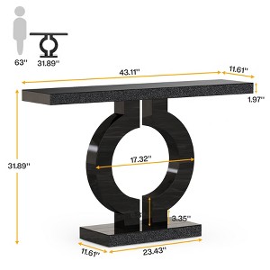 Lirago, 43" Mirrored Console Table with O-Shaped Base-Modern Silver Sofa Table, Easy Assembly,Black - 1 of 4