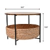 happimess Carly Modern Coastal Round Acacia Wood/Water Hyacinth Coffee Table with Storage Basket - 3 of 4