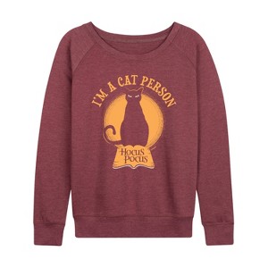 Women's - Disney - I'm a Cat Person Lightweight French Terry Wide Neck Long Sleeve Shirt - 1 of 4