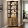 Hommoo Industrial Tall Corner Shelf with Cabinet Rustic Brown - 2 of 4