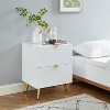Probe Hues High Gloss Nightstand with 2 Drawer and Wave-pattern Detailing - 2 of 4