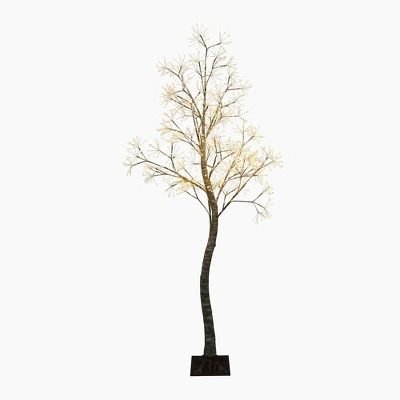 LuxenHome 5.9 Pre-Lit Birch Artificial Tree with Realistic Faux Tree Trunk Brown