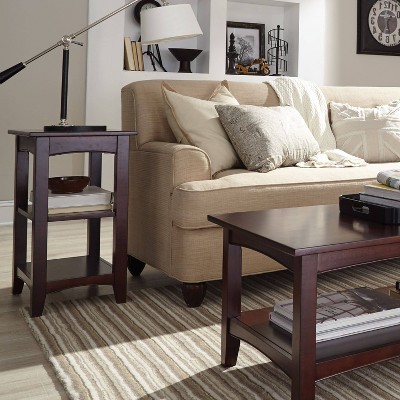Espresso Shaker Cottage Wood 2 Shelf End Table