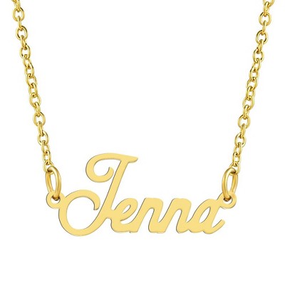 KISPER 18K Gold Plated Stainless Steel Personalized Name Pendant Necklace