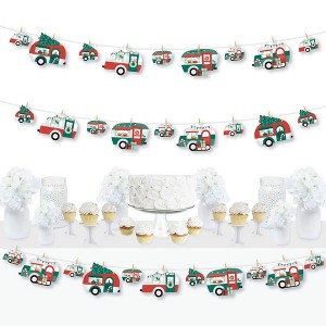Big Dot of Happiness Camper Christmas - Red and Green Holiday Party DIY Decorations - Clothespin Garland Banner - 44 Pieces - 1 of 4