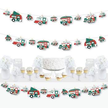 Big Dot of Happiness Camper Christmas - Red and Green Holiday Party DIY Decorations - Clothespin Garland Banner - 44 Pieces