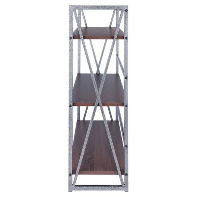 Walnut and Graphite 3-Tier Industrial Wood Shelf