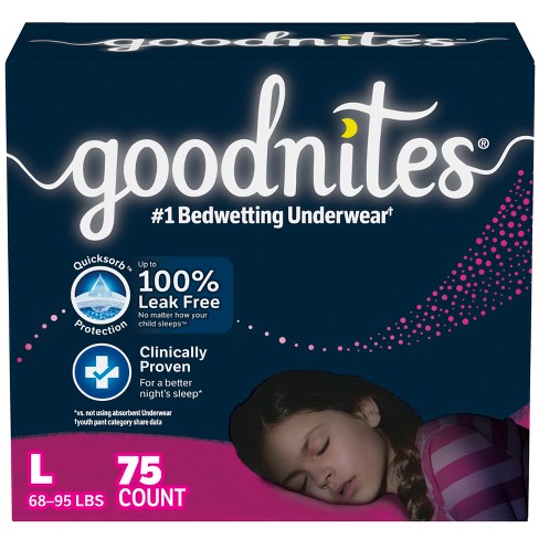 Goodnites Girls' Nighttime Bedwetting Underwear Huge Size - L - 75ct
