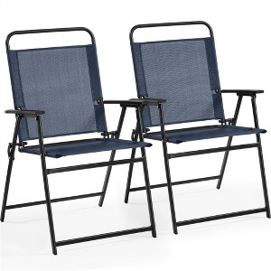Yaheetech Set of 2 Outdoor Foldable Dining Chairs with Backrest and Armrests - 1 of 4