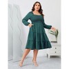 Clearlove Womens Plus Size Square Neck Dresse High Waist Smocked Ruffle A Line Tiered Flowy Maxi Dress with Pocket - 2 of 4