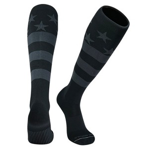 Mk Socks USA Flag BLACKOUT (Black, Graphite) Stars & Stripes Knee-High Long Sports Socks - 1 of 2