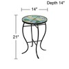 Teal Island Designs Modern Black Round Outdoor Accent Side Table 14" Wide Blue Green Dragonfly Mosaic Tabletop Front Porch Patio Home House - 4 of 4
