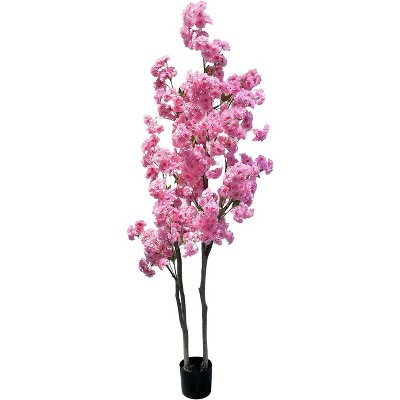 Artificial Cherry Blossom, 180cm Fake Cherry Blossom Tree Realistic Potted for Home Office Living Room Bedroom Porch Floor Decor