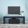TiramisuBest TV Stand Electric Fireplace TV Stand with Glass Shelves, 3D Fireplace TV Stand with LED Lights Wood with USB Charging Outlet - 2 of 4