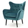 Modern Velvet Curved Wingback Chair, Upholstered Accent Chair, Button-Tufted Arm Chair with Oak Frame and Black Legs -Christopher Knight Home - 3 of 4