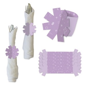 Big Dot of Happiness Purple Confetti Stars - Simple Party Paper Napkin Holder - Napkin Rings - Set of 24 - 1 of 4