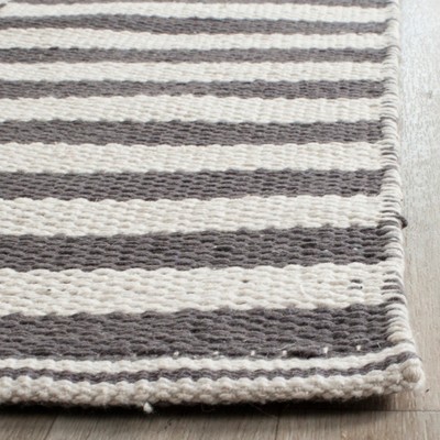 Ivory and Grey Handwoven Cotton Coastal Square Rug - 4'
