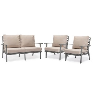 Leisuremod Walbrooke Modern 3 Piece Patio Set with Grey Aluminum Frame - 1 of 4
