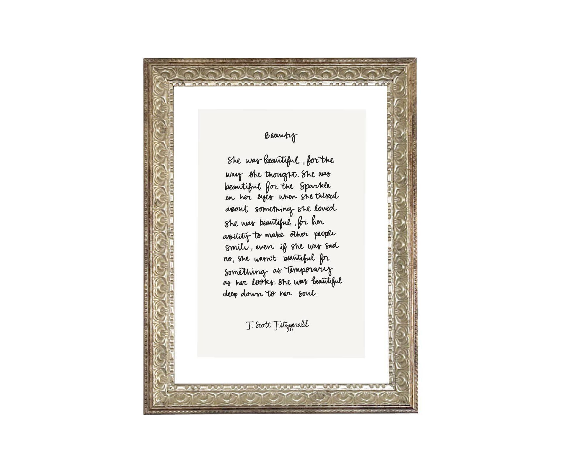 8" x 10" Beauty Antique Wall Art Gold - Petal Lane: Modern Canvas, Vertical Quote, Sawtooth Back