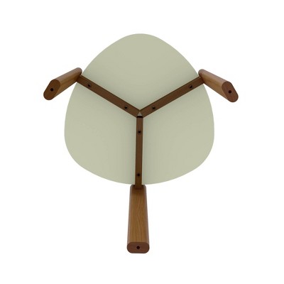 Modern Green MDF and Eucalyptus Wood Elliptical Accent Table Set