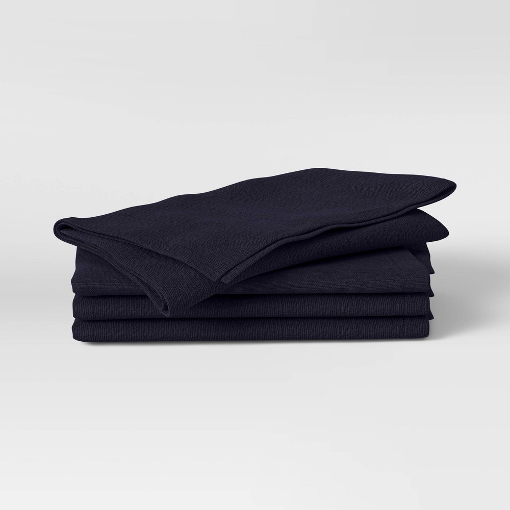 Photos - Tablecloth / Napkin 4pk Cotton Easy Care Napkins Dark Blue - Threshold™