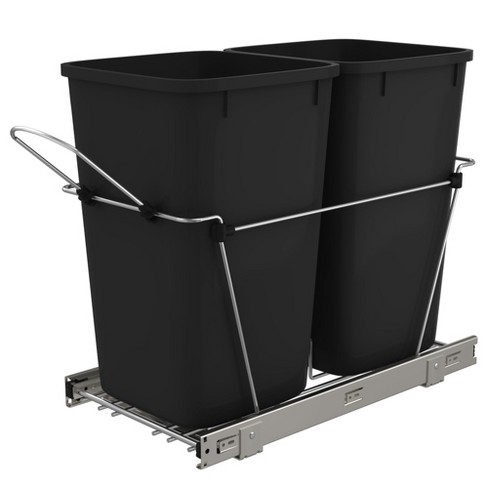 BONADOM Pull Out Kitchen Trash Cans Hidden Under Cabinet for 7-11 Gallon  with Removable Front Basket for Garbage Bag Storage Slide Out Kit Under  Sink