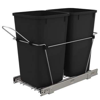 Rev-A-Shelf RV-15KD Series Double 27 Quart Sliding Pull-Out Waste Container for Base Kitchen Cabinet