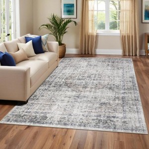 Traditional Printed Area Rug Low Pile Home Aesthetic Decor Doormat Non Slip Non Shedding Mat Throw Rug Stain Resistant Thin Bordered Carpet - 1 of 4