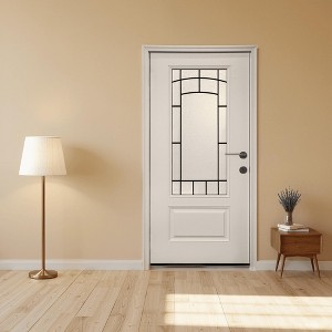 SpassWay 36"W*80"H Exterior Frosted Glass Prehung Front Entry Door Primed Interior Fiberglass Entrance Door - 1 of 4