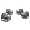 Belord Swivel Outdoor Chairs Set of 4 with 6" Thick Seat Cushion, Metal Outdoor Swivel Glider Chairs with Faux-Wood Armrest and Comfort Foam Cushion - 4 of 4
