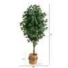 Nearly Natural 6-ft Ficus Artificial Tree with Natural Trunk in Handmade Natural Jute Planter with Tassels - 2 of 4