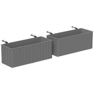 Resenkos Patio Planting Bed, Raised Garden Bed,2 Pack 20 Inch Railing Flower Pots, Self-Watering Hanging Planter Box, - 1 of 4