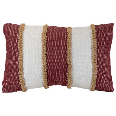Striped Hand Woven Outdoor Decorative Throw Pillow with Pulled Yarn Accents - Foreside Home & Garden