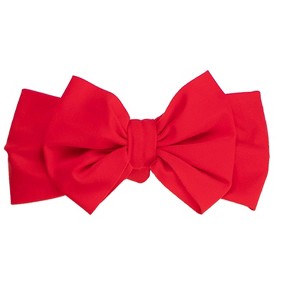 RuffleButts Girls UPF50+ Swim Bow Headband - Red Vintage, One Size - 1 of 2