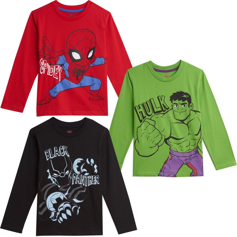 Marvel Avengers Spider-Man Hulk 3 Pack Graphic T-Shirts Little Kid, 1 of 9
