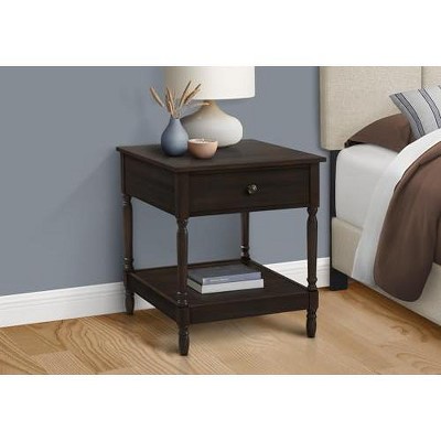 Walnut Brown Traditional Rectangular Wood End Table with Storage