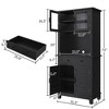 Elegant Black Modern Wood Pantry Coffee Cabinet with Ample Storage, Spacious 72" Tall Kitchen Bar Cabinet Hutch Featuring 4 Stylish Glass Doors - 2 of 4