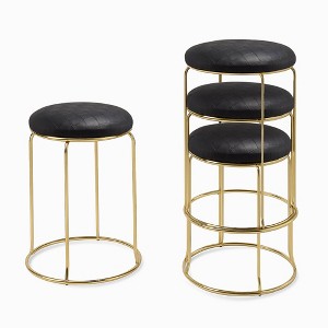 Kings Brand Furniture 4-Pack Stack Stools, Upholstered w/Metal Legs Backless Stackable  Bar and Counter Height Stool, Dining Room Kitchen Chairs - 1 of 4