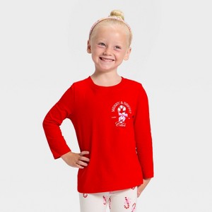 Toddler Girls' Holiday Long Sleeve Graphic T-Shirt - Cat & Jack™ Red - 1 of 4