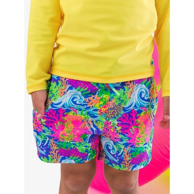 RuggedButts Boys UPF50+ Sun Protected Neon Stretch Performance Hybrid Swim Trunks - Neon Ocean Coral, 5 — фото 4